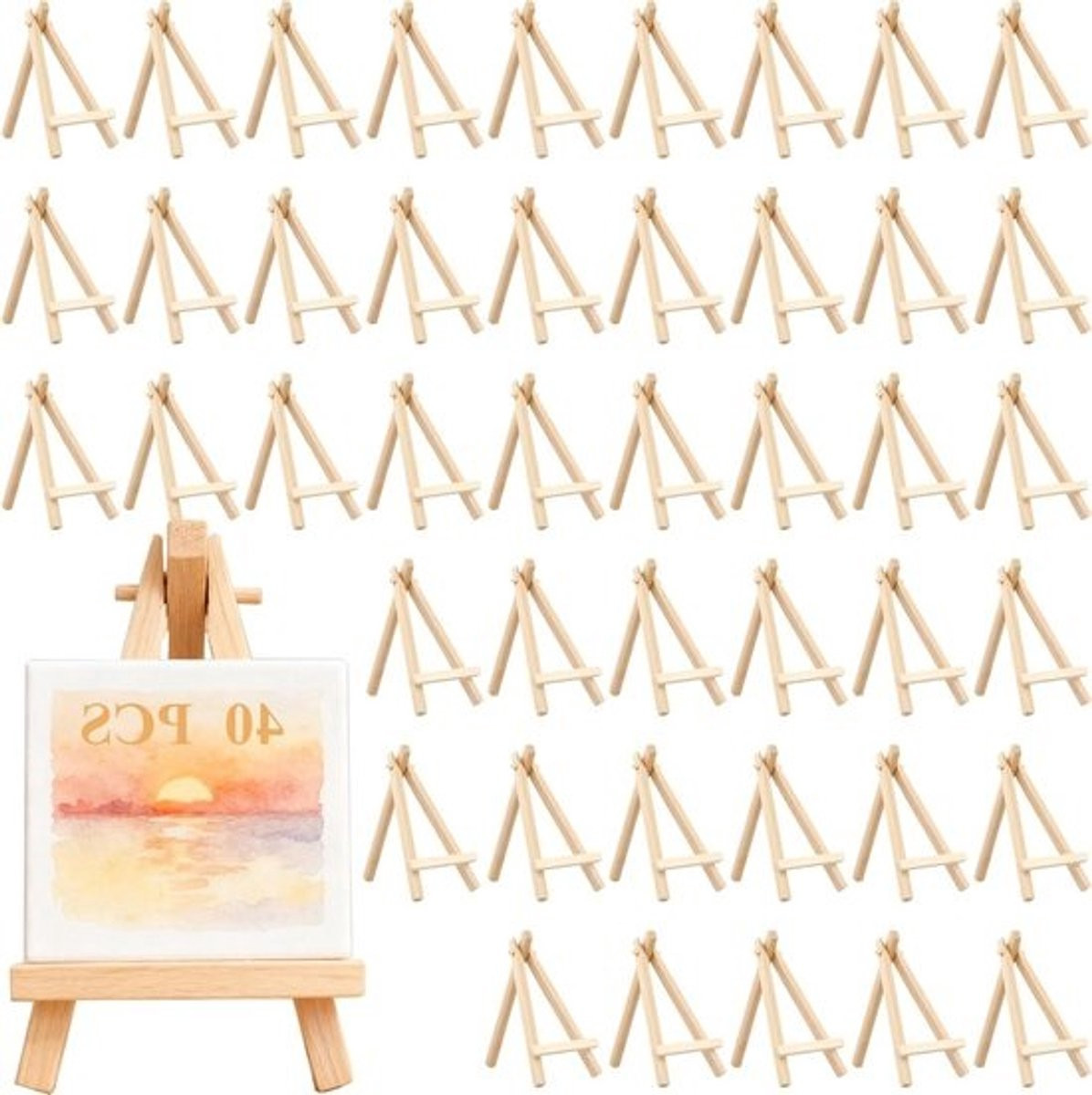 40 stuks Mini-easels - Houten displaystandaards - 15 x 8 cm