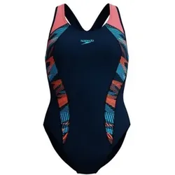 SPEEDO Damen Schwimmanzug Womens Placement Laneback, Größe 44 in Schwarz Zoom Boom Placement - True Navy
