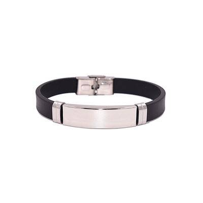 Edelstahlarmband FIRETTI "Schmuck Geschenk Schmuck Geschenk", schwarz (edelstahlfarben, schwarz), Armbänder, Herren, 20cm, Edelstahl Kautschuk Silikon, Edelstahl, Kautschuk, Silikon, Edelstahlarmband, Made in Germany