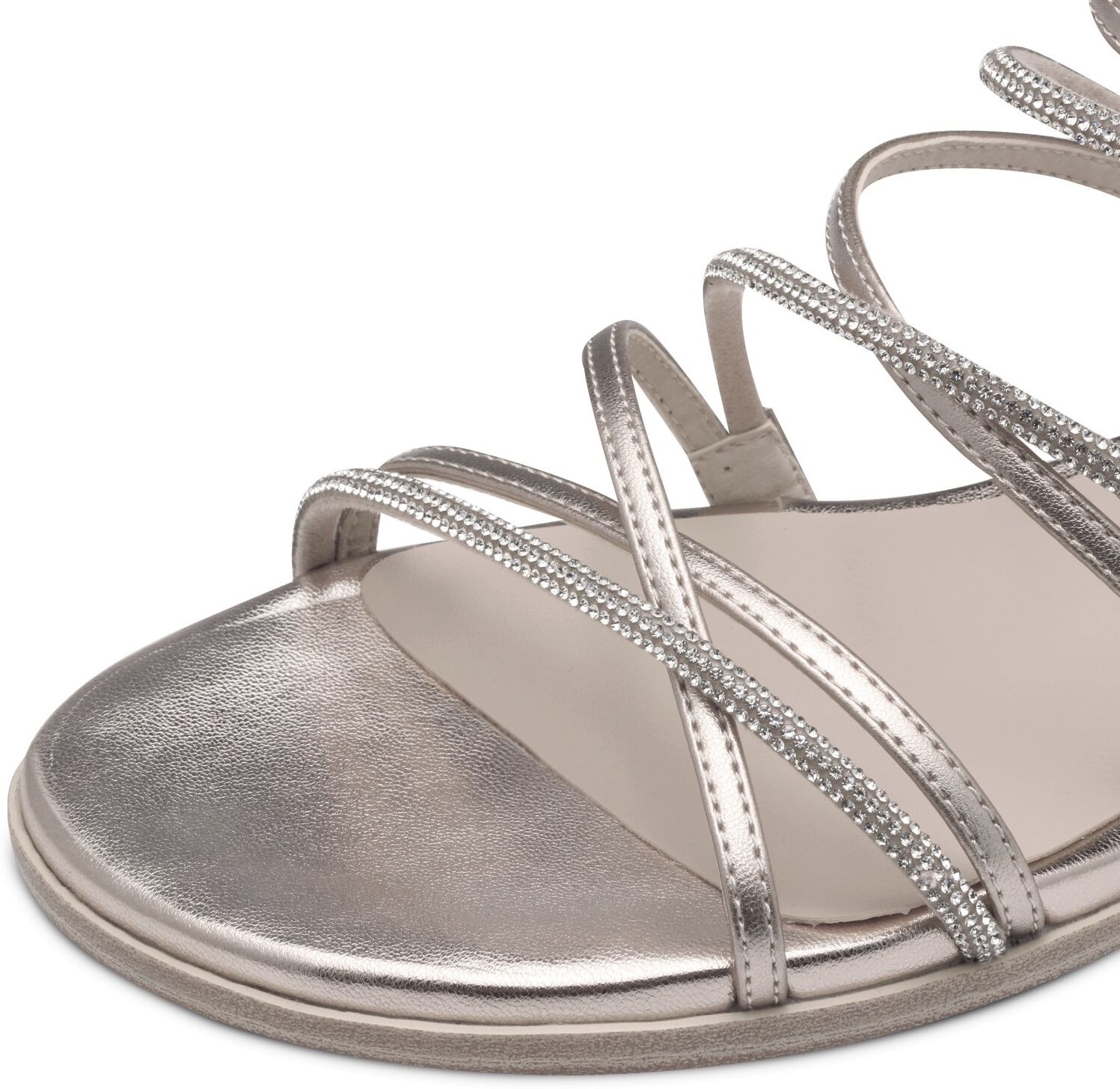 Keilsandalette TAMARIS, Damen, Gr. 38, Synthetik, gold (goldfarben), Lederimitat, Textil, glänzend, unifarben, Schuhe Keilsandalette, Riemchensandale, Sommerschuh mit glitzernden Strasssteinchen goldfarben 38, Synthetik