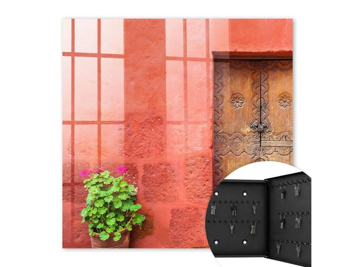 SCHLÜSSELBOX Schwarz 30x30 cm- Türöffnung nach rechts - Rote Fassade