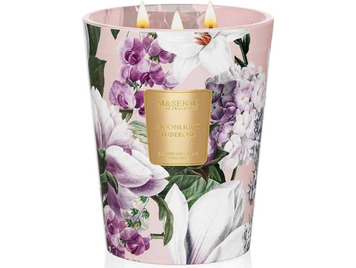 Duftkerze Moonlight Tuberose 3 Dochte 990g 150 Stunden Brenndauer, Mehrfarbig, Paraffin, 16 cm, Dekoration, Kerzen & Kerzenhalter, Duftkerzen