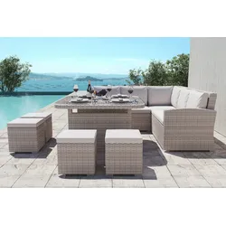 OUTFLEXX Country Collection Desert Garten-Essgruppe, desert-beige, Aluminium/Polyester, Tisch 123x123 cm, 8 Sitzplätze, wasserabweisend