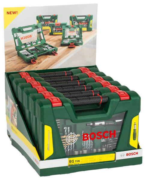 Bosch V-Line Box, Bohrer- und Bit-Set, 91-teilig, Ratschen-Schraubendreher, Magnetstab 2607017311