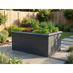agadon Aluminium Hochbeet mit Schneckenschutz 150 x 100 cm Anthrazit - 76 x 150 x 100 cm