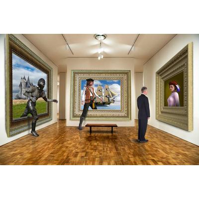 Fototapete PAPERMOON "Surreale Kunstgalerie", bunt, B:4m L:2,6m, Vlies, Tapeten