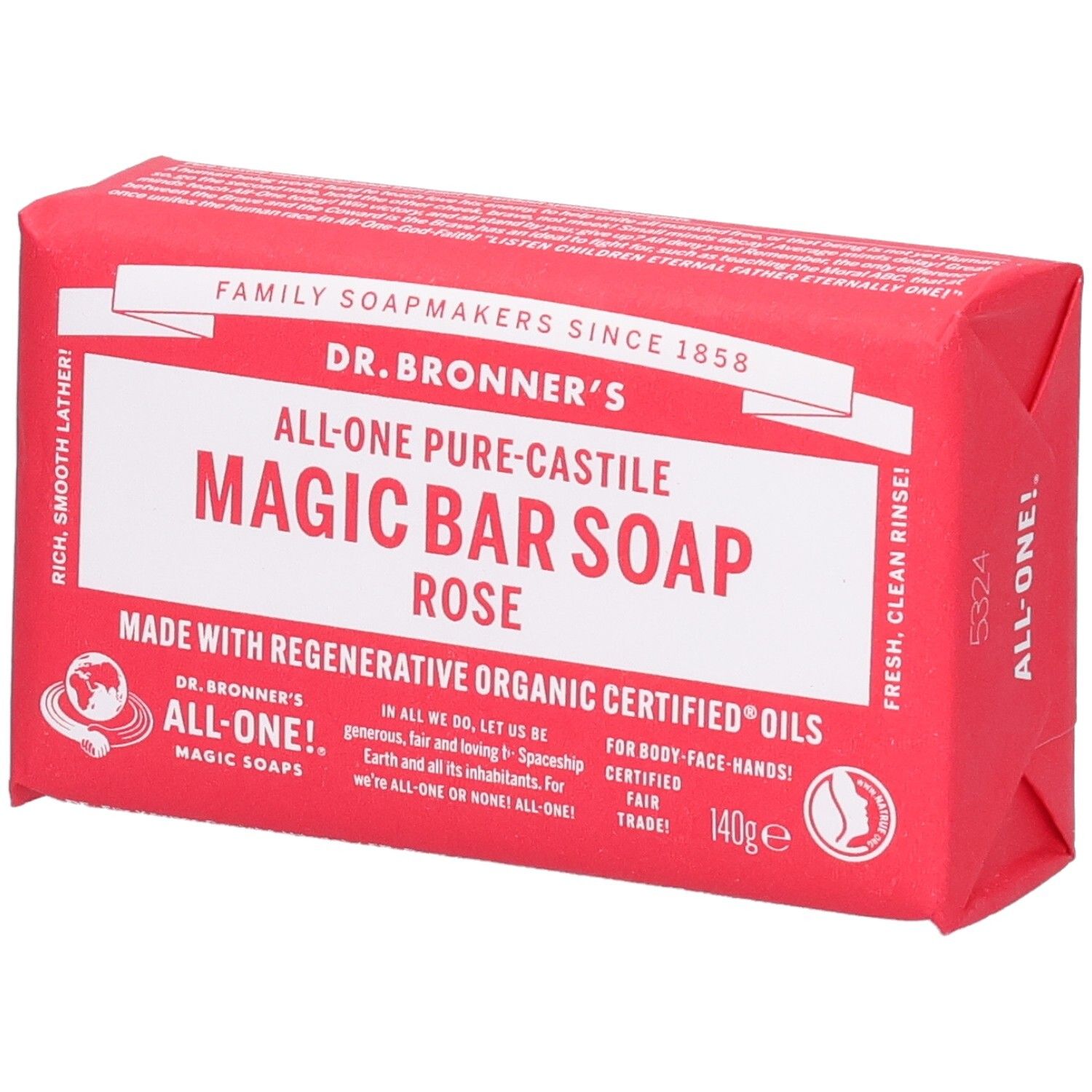 DR Bronners SAV Rose 140G 140 g Seife