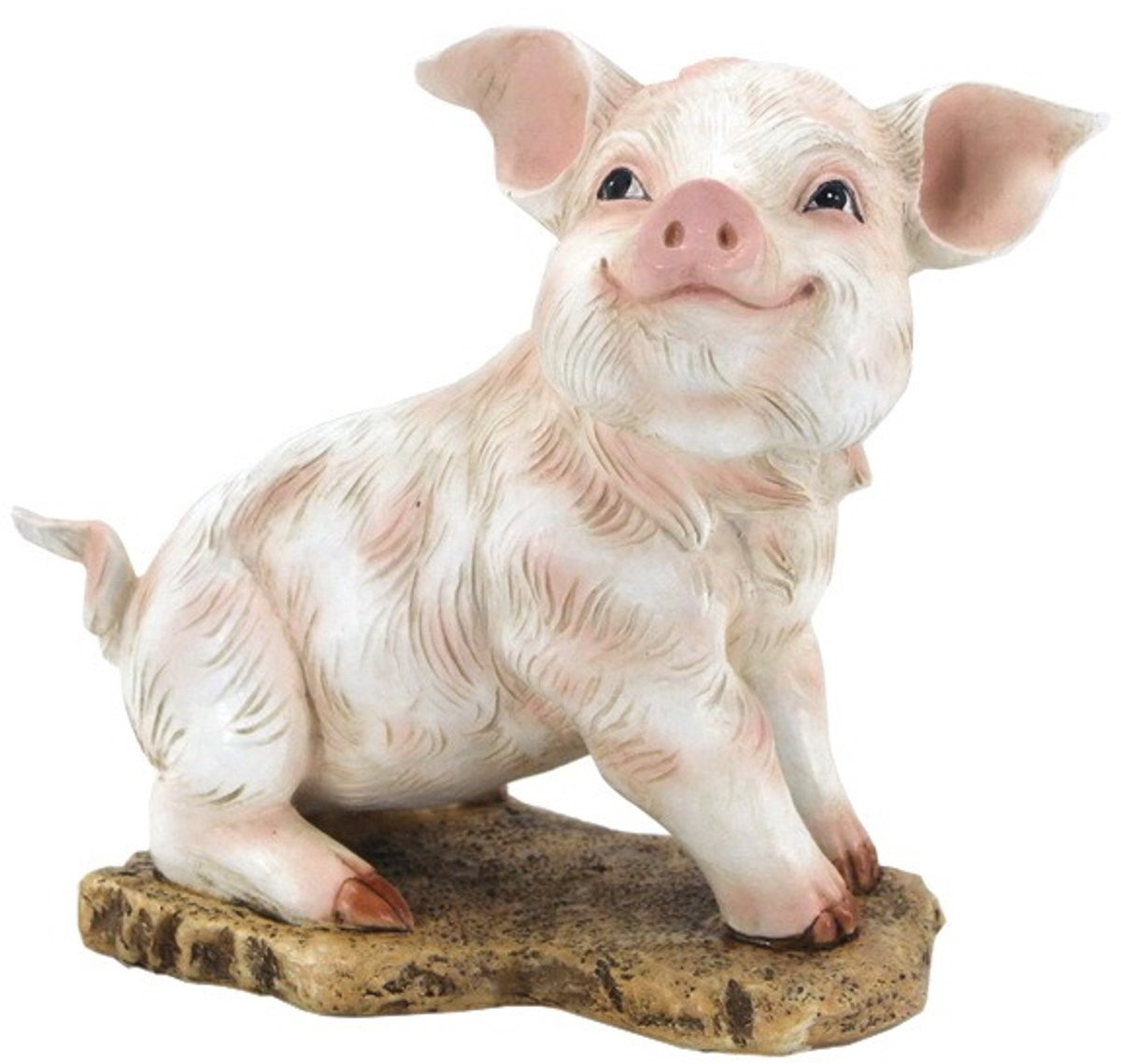 Decoratief varkensbeeldje op voet, 15 cm hoog