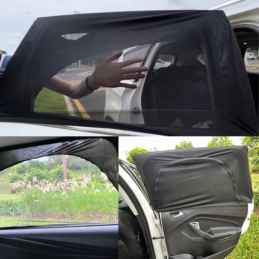 INF Sonnenschutz für Autofenster mit Reißverschluss (2er-Pack) - Sonnenschutz für hintere Seitenfenster