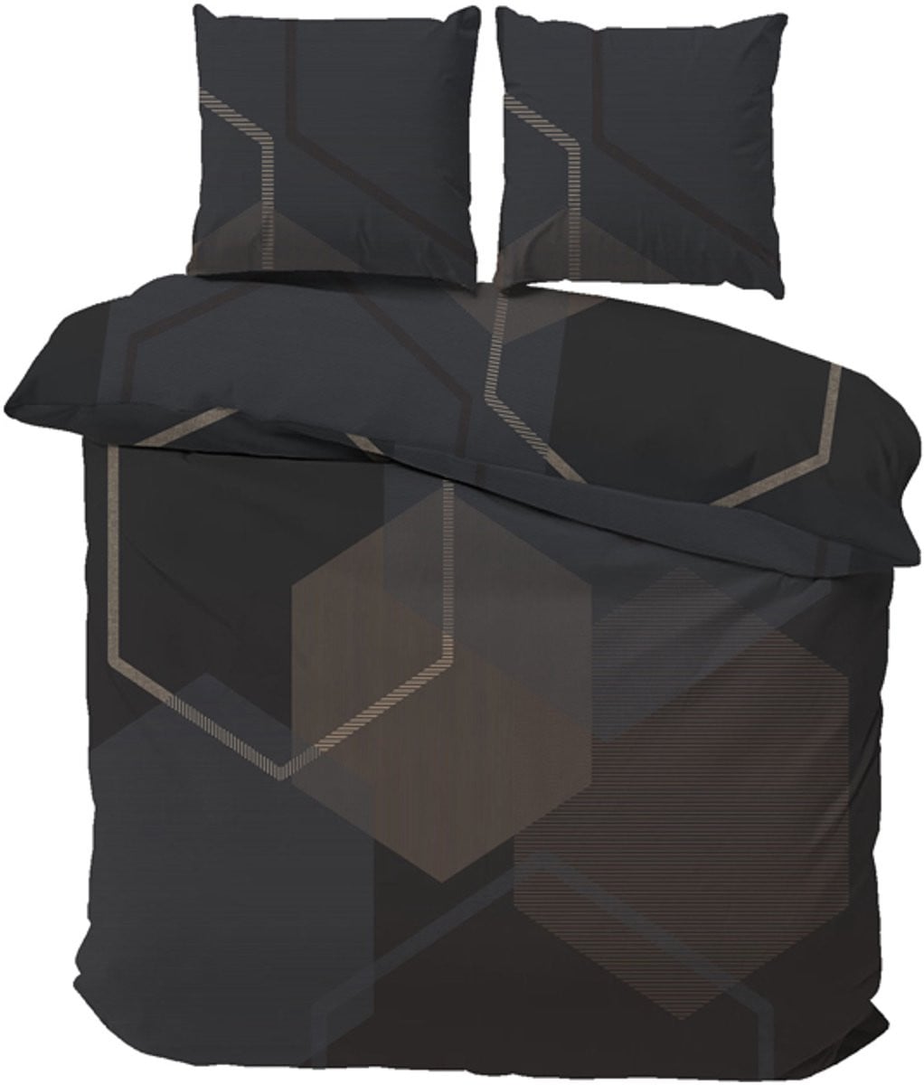 iSleep Dekbedovertrek Rico Eenpersoons Zwart 140x200 cm