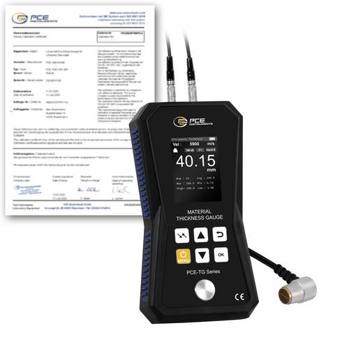 PCE Instruments Materialdickenmessgerät PCE-TG 150A F25-ICA inkl. ISO-Zertifikat |1,2 ... 300mm |Sensor 2,5MHz Ø 12mm