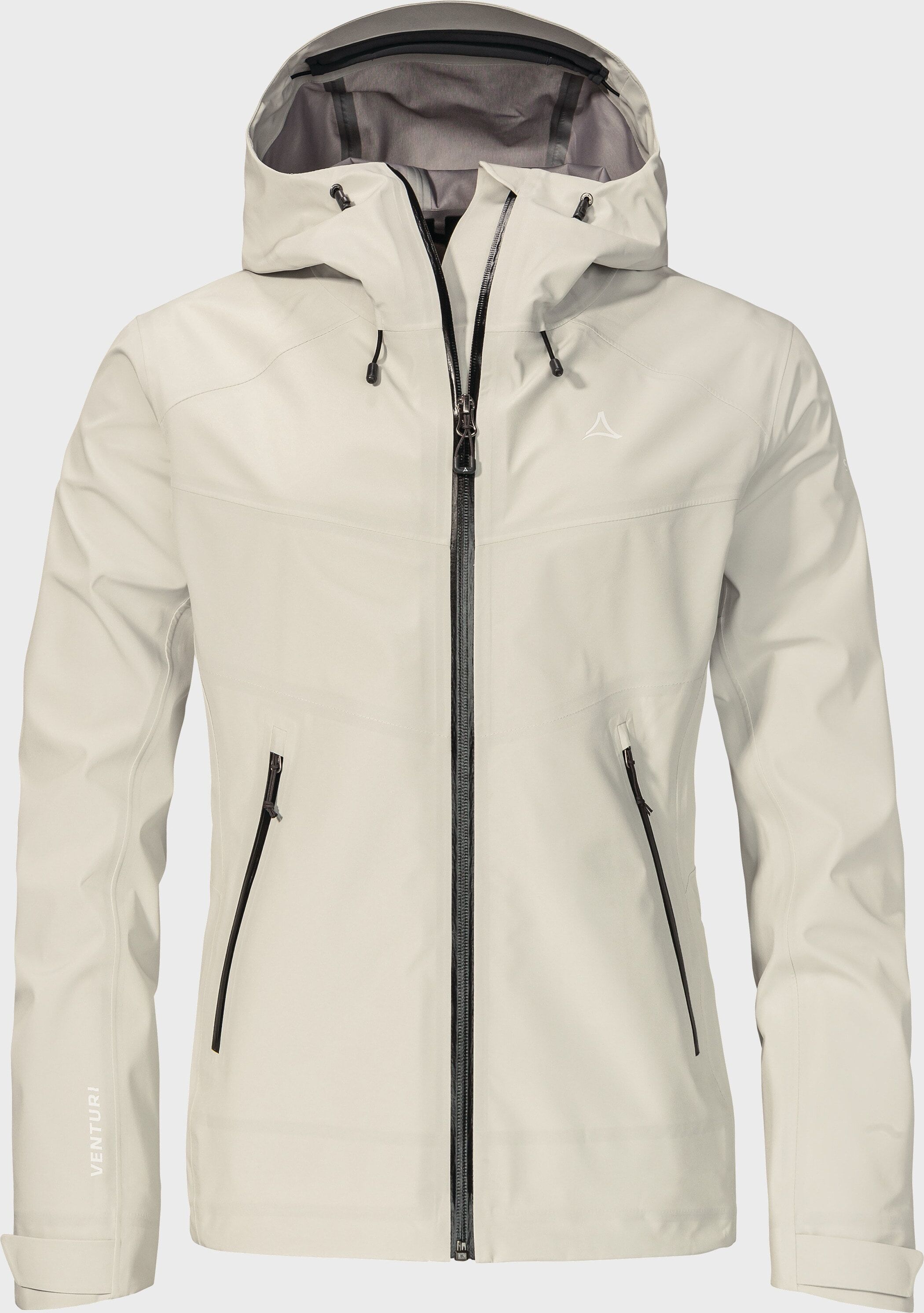 Outdoorjacke SCHÖFFEL "Hiking Jacket Style Cascata WMS", Damen, Gr. 44, beige (9040, natur), Oberstoff: Aussenseite: 100% Polyester, Innenseite: 100% Polyester. (Membran: Polyurethan), regular fit, hoch geschlossener Ausschnitt, Jacken Outdoorjacke 9040, 