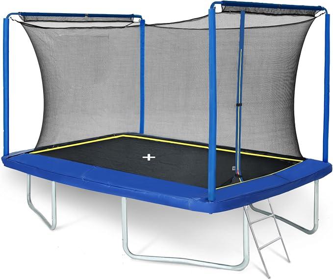 Rechteckiges Trampolin 244 x 366 cm mit Sicherheitsnetz, Robuster Konstruktion, UV-beständiger Polsterung, Großzügige Sprungfläche für Garten Outdoor Mehrere Nutzer