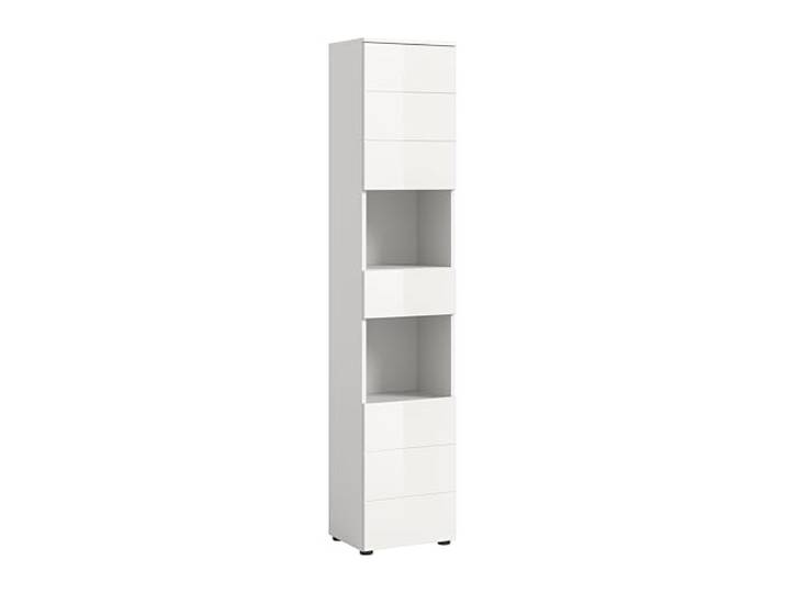 xonox.home - Hochschrank Vira 38x190x34 cm in weiß Melamin und weiß Hochglanz - Badset Badezimmerkombination Badmöbel - funktional erstklassige Qualität hochwertig verarbeitet