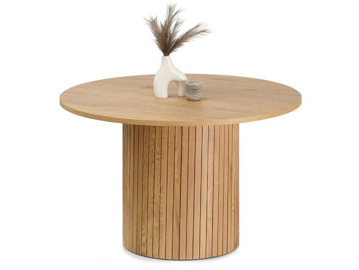 Compleo Esstisch Rund Tisch mit Lamellen Eiche ARIEL Modern