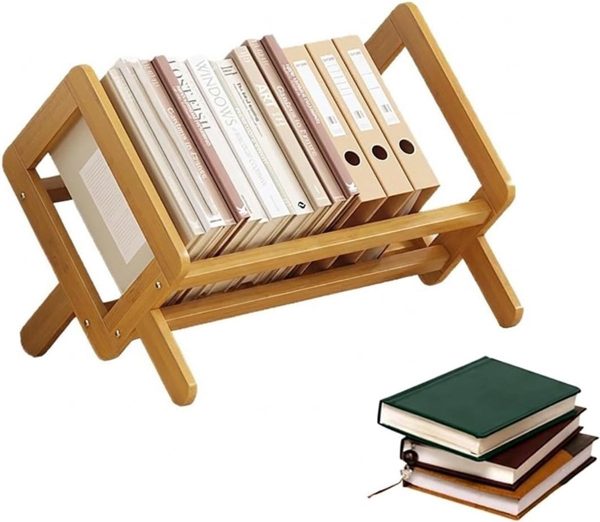 Kantelbare houten boekenkast en bureau-organizer voor je home office
