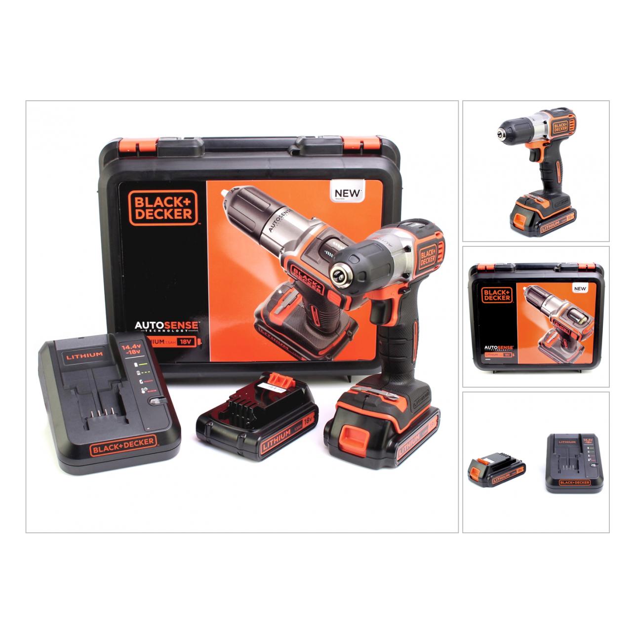 Black & Decker 18V AkkuBohrschrauber Autosense, 2 Akku (Bohrschrauber) (ASD18KB)