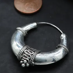Drachensilber Bali Creole Ø 32mm Silber 925 Ohrschmuck - Silber