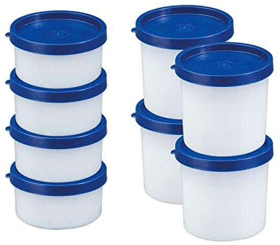 Westmark Vershoud- en Diepvriesdozen voor Kruiden, Stapelbaar en Luchtdicht, Transparant Blauw, 4x100ml en 4x200ml