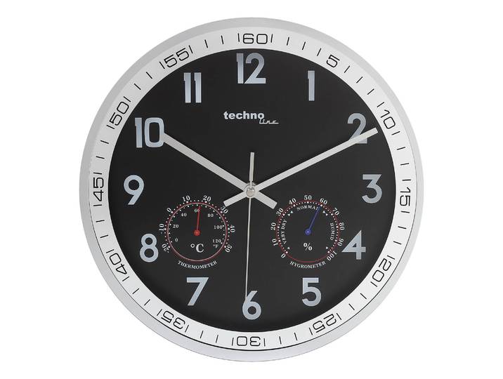 Wanduhr WT 7981 Kunststoffgehäuse / Glasabdeckung Ø 30cm Silber