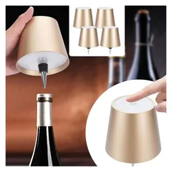 Casativo, Tischlampe, 4er-Set Akku Flaschenlampe, dimmbar, 3 Lichtfarben, gold