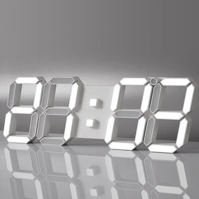 Friendly Fresh Finds Modern Design LED Wall Clock With Remote Control And Automatic Photosensitive Function white
