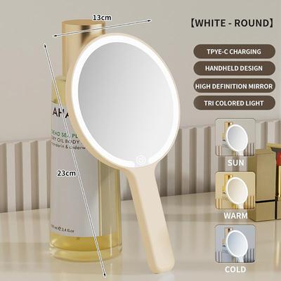 Fusion Finds Floral LED Makeup Mirror With 3 Color Lights, Touch Control & Adjustable Brightness For Travel b Coffee
