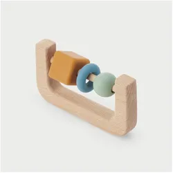 SiliSoft, Babyrassel, - Bogen-Rassel – Beiss- & Greifspielzeug aus Buchenholz & lebensmittelechtem Silikon