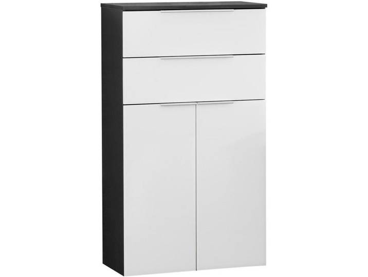 Mid.you Midischrank Kara, Anthrazit, Weiß, Alufarben, Glas, 1 Fächer, 2 Schublade(n) Schubladen, 61x106.5x32 cm, hängend, Badezimmer, Badmöbel, Midischränke