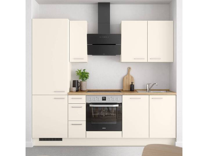 Küchenzeile High-Line Touch Variante A 240cm Ausrichtung links Beige/Magnolia/Eiche Sierra Dekor AEG