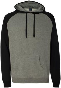 Independent Trading Co. IND40RP Raglan Hooded Sweatshirt in Gunmetal Heather/Black size 2XL   Cotton/Polyester Blend IND40R, IND40RPJ1