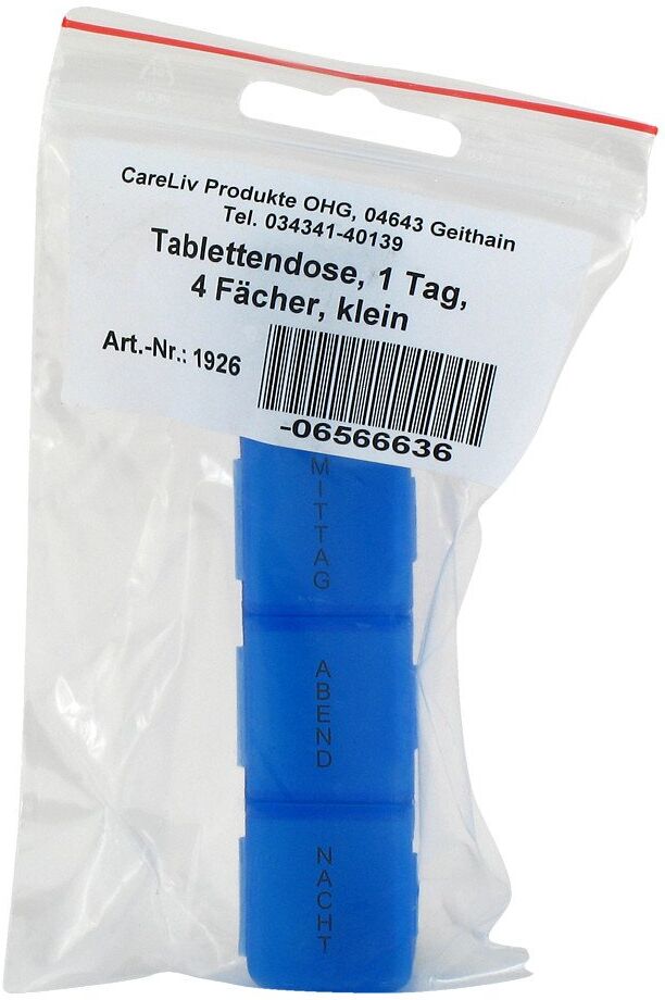 Careliv Produkte Tablettendose 1 Tag 4 Fächer klein