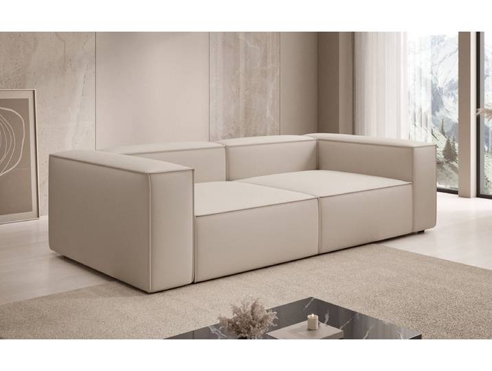 Designer Sofa Lesley 3 Sitzer in Stoff - Beige - Stoff - Luxusbetten24