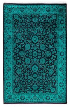 Overton "Fine Vibrance One-of-a-Kind Hand-Knotted Area Rug - Blue, 4' 2"" x 6' 5"" - 4' 2"" x 6' 5"""
