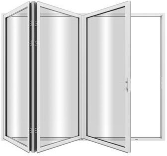 "KaMic Elite-Fold 108"" x 80"" 3-Panel Aluminum Folding Door in White with Hidden Hinges & Rollers, Folded Out From Right To Left"