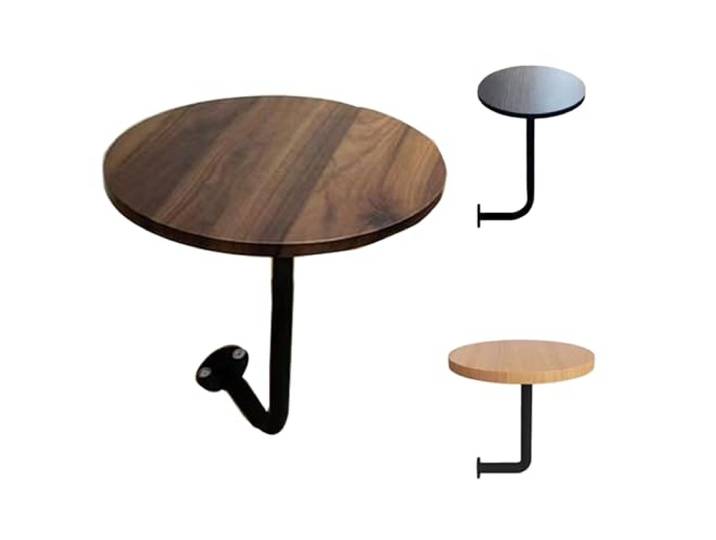 LigedamaiEU An der Wand montierter Bartisch, moderner L-förmiger Couchtisch for kleine Räume, schnelle Installation, ideal for Getränkeläden und Milch(Walnut,15.7in)