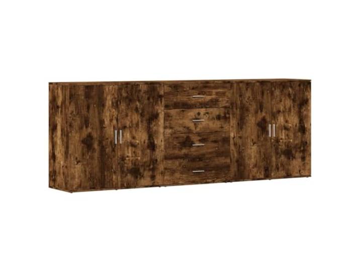 Coespram Sideboard 3er Set Kommode Räuchereiche Holzwerkstoff Drei robuste Anrichten bieten viel Stauraum für Wohnzimmer und Flur. Pflegeleichte Schränke mit stabiler Oberplatte.
