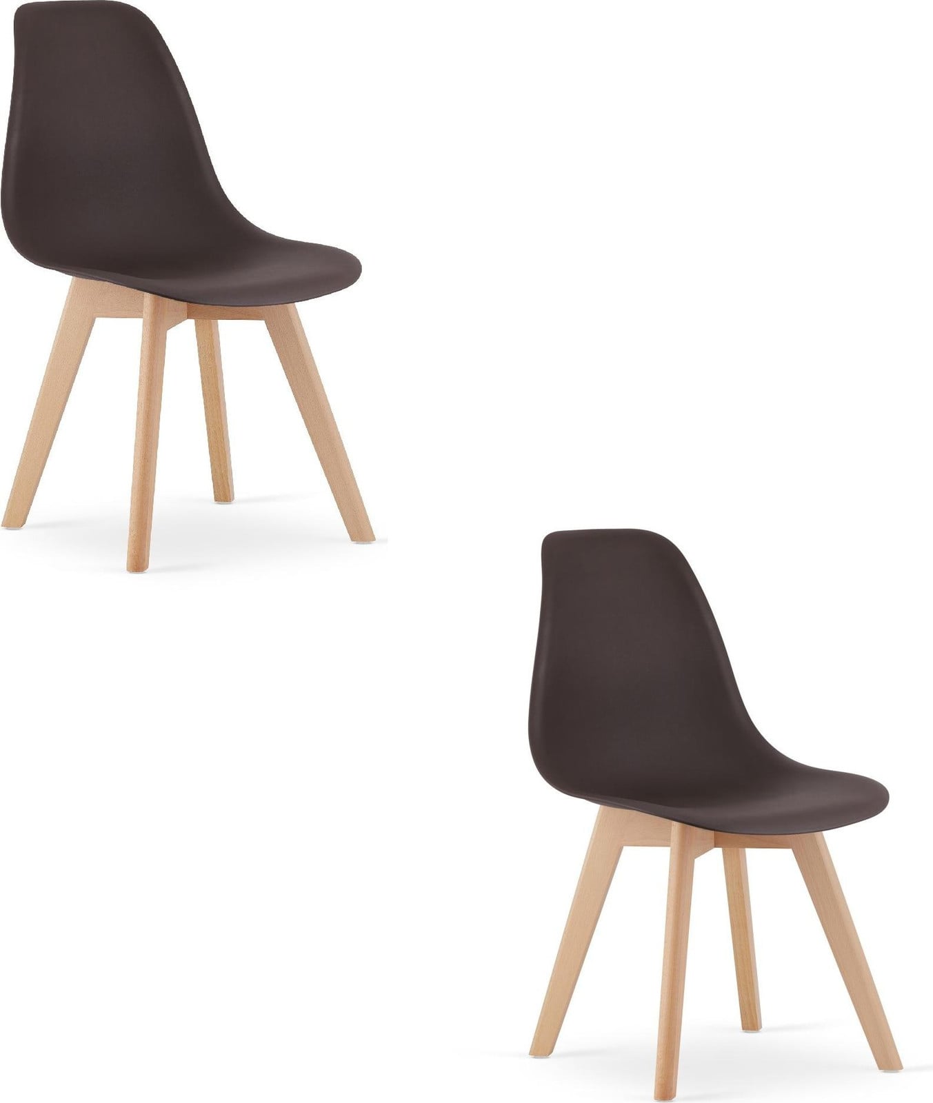 Leobert Stoel Kito, koffiekleur met natuurlijke poten (set van 2)