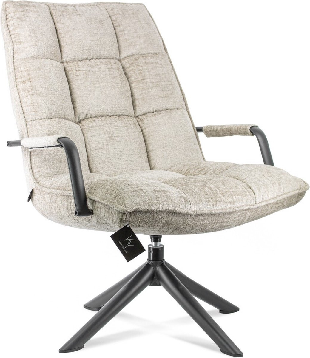 Draaifauteuil Hidde met armleuning in zand
