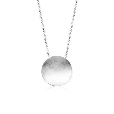 Kette mit Anhänger NENALINA "Rund Kreis Gebürstet Trendig Collier 925 Silber" Gr. 90, silber, Halsketten, Damen, 90, ohne Stein, Silber 925 (Sterlingsilber), L: 90