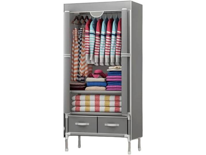 LoiYtrd Dicker, verstärkter Stoffschrank, platzsparend, tragbar(Light Gray)