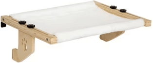 Inspire Picks Wooden Frame Cat Window Hammock Detachable Paw Print Hanging Cat Bed white