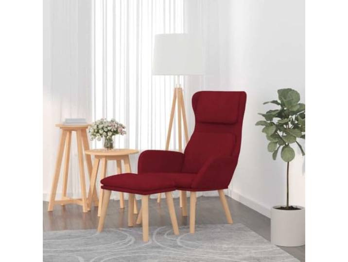 HEFZGDB Relaxsessel mit Hocker in Weinrot aus weichem Samtstoff fürs Wohnzimmer, bequem mit Armlehnen und robustem Metallgestell, inklusive Fußhocker zur Entspannung