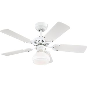 Westinghouse Deckenventilator Princess Radiance II, 78704, mit Beleuchtung, Flügelfarbe weiß / buche, Ø 90cm