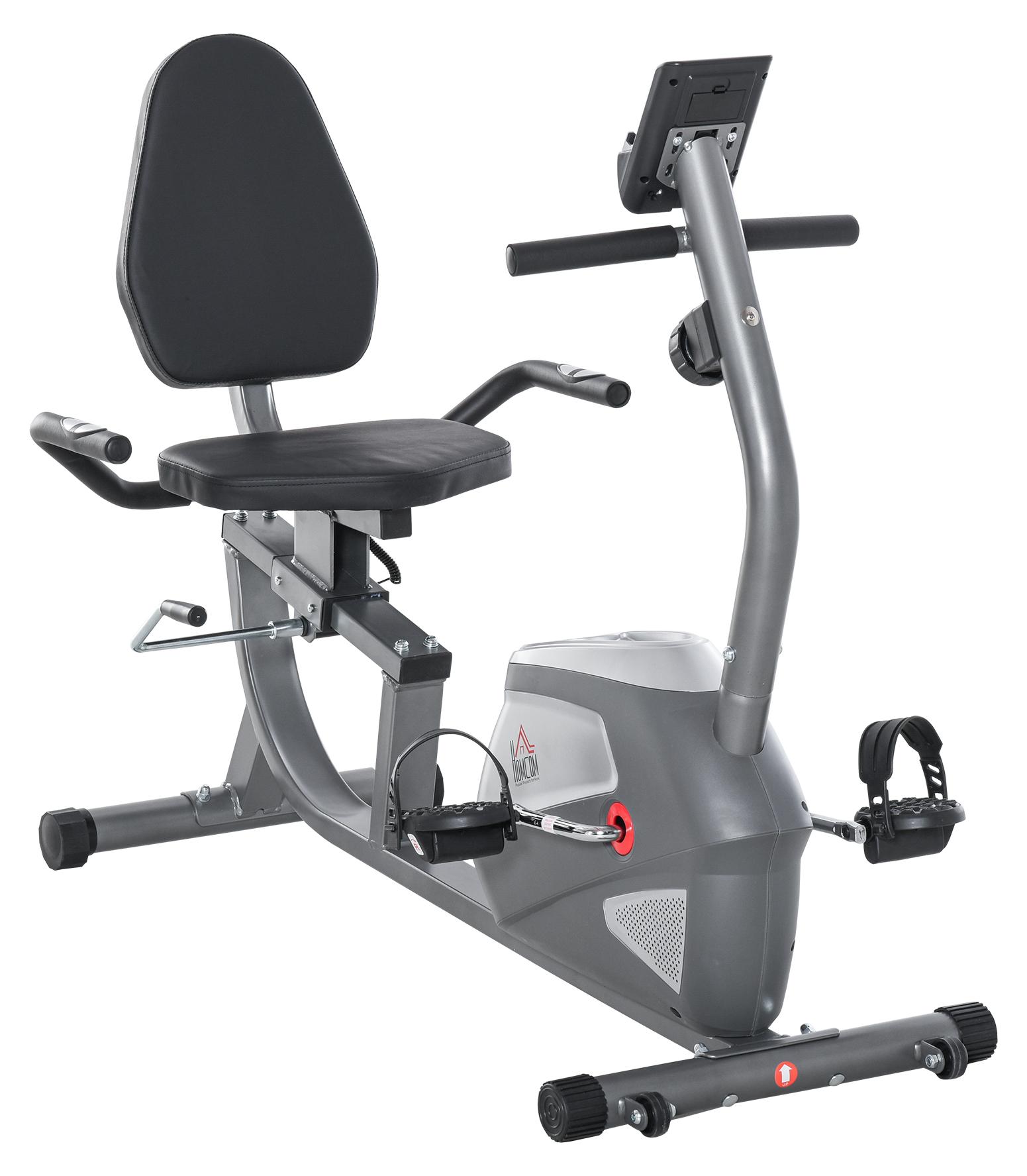 HOMCOM Liegeergometer mit LCD-Anzeige 8 stufig Magnetwiderstand bis 110 kg