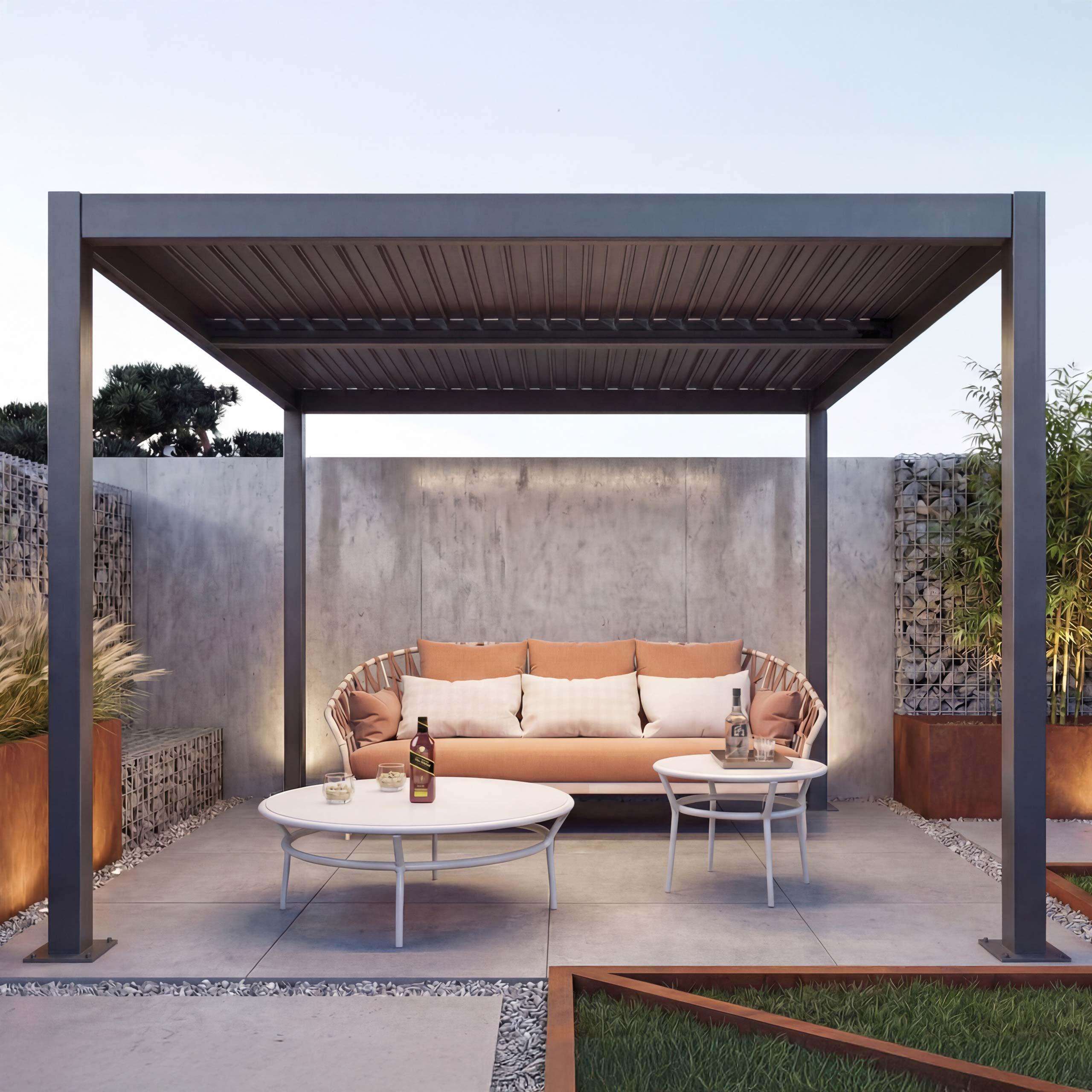 Pergola MCW-L46, Gartenpavillon Lamellen-Pavillon, 11cm-Aluminium-Gestell, Regenrinne sturmfest, 3x4m anthrazit