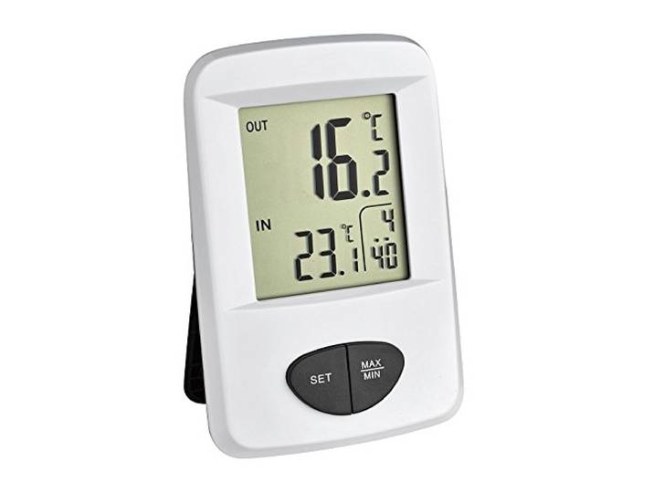 TFA Dostmann Draadloze basisthermometer, buitentemperatuur, binnentemperatuur, maximale en laagste waarden, tijd