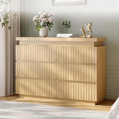 Garvee 3/6-Drawer Fluted Dresser Chest, Thick Floating Top, Handleless