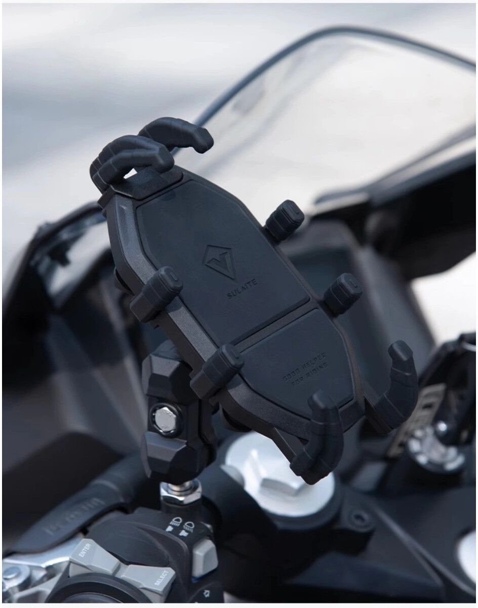 INF Support téléphone moto Tête sphérique 10mm - Nylon + alliage d'aluminium, Rotation 360°, Verrou mécanique rapide