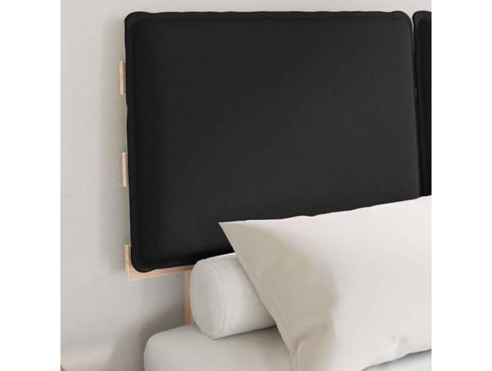 KTHLBRH Doppelbett 120 x 190 cm Kiefer massiv schwarz Gepolstertes Kopfteil mit Lattenrost, quadratische Beine, einfache Montage
